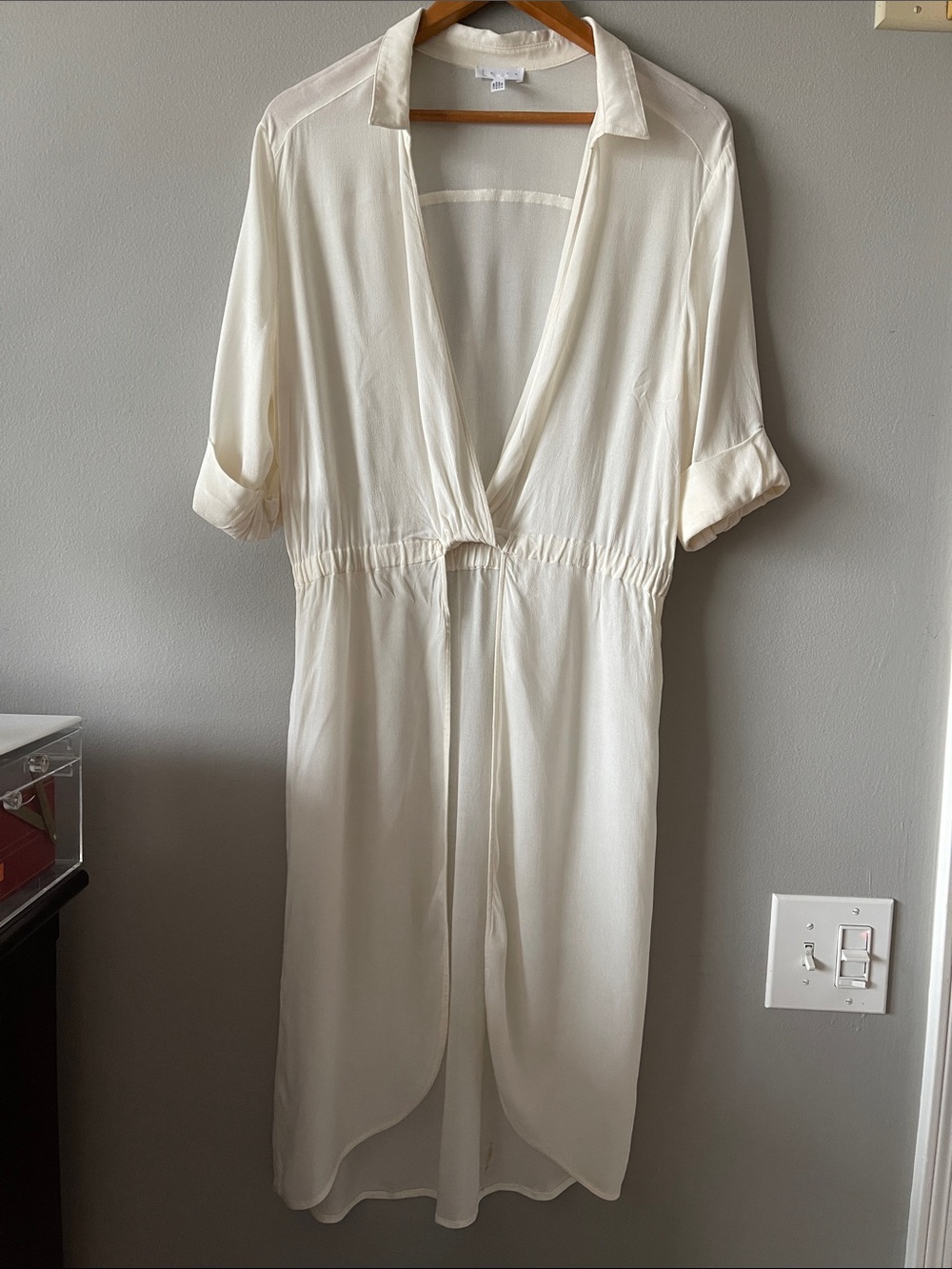 Leith Y2K Cream Open-Front Wrap tunic